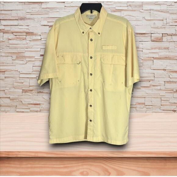 Field & Stream Short Sleeve Yellow Shirt Vented Collared Button Up Medium EUC - Picture 1 of 4